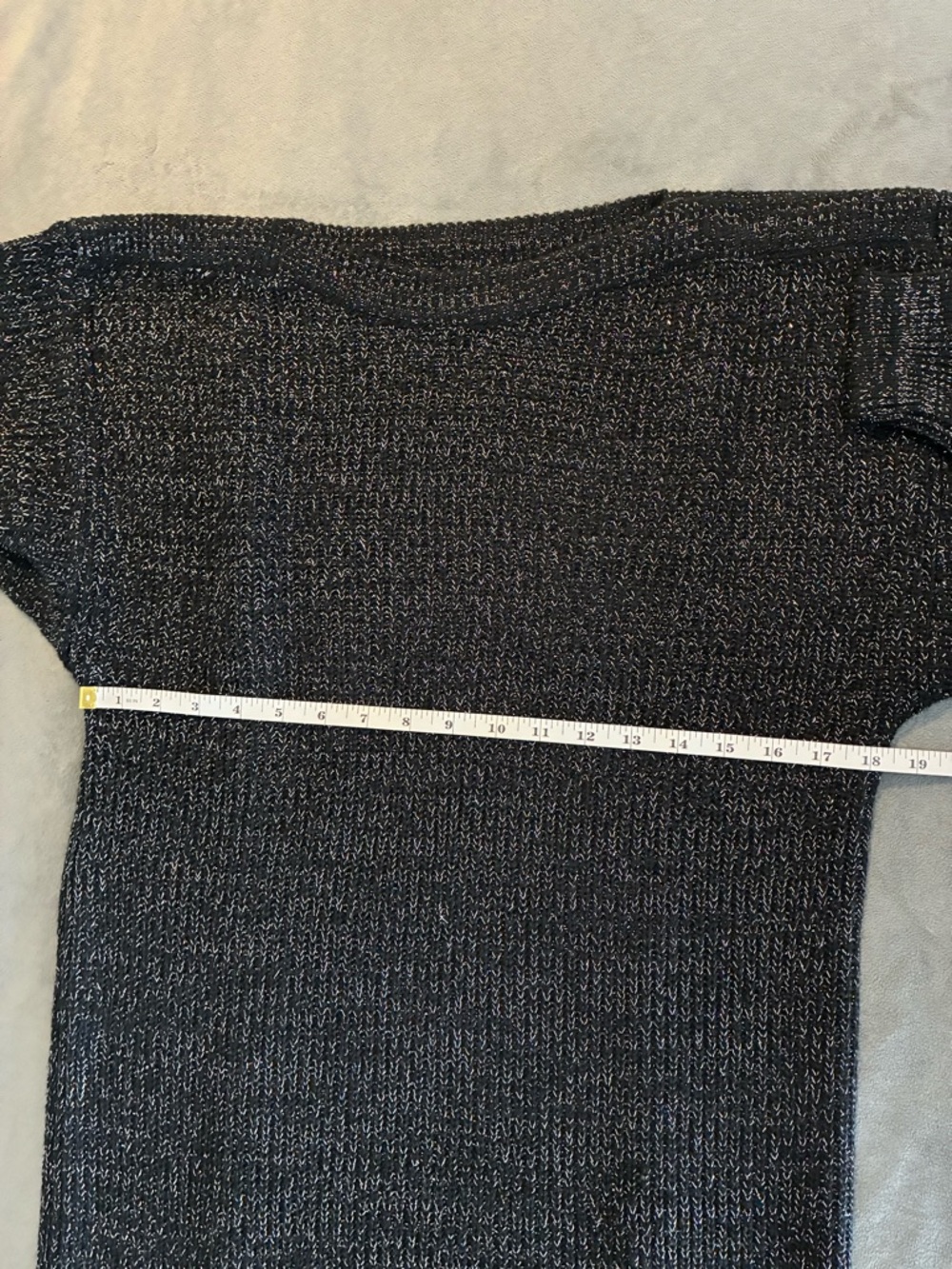 VINTAGE!! Black Metallic Sparkle Knit Sweater Dress - Picture 8 of 9